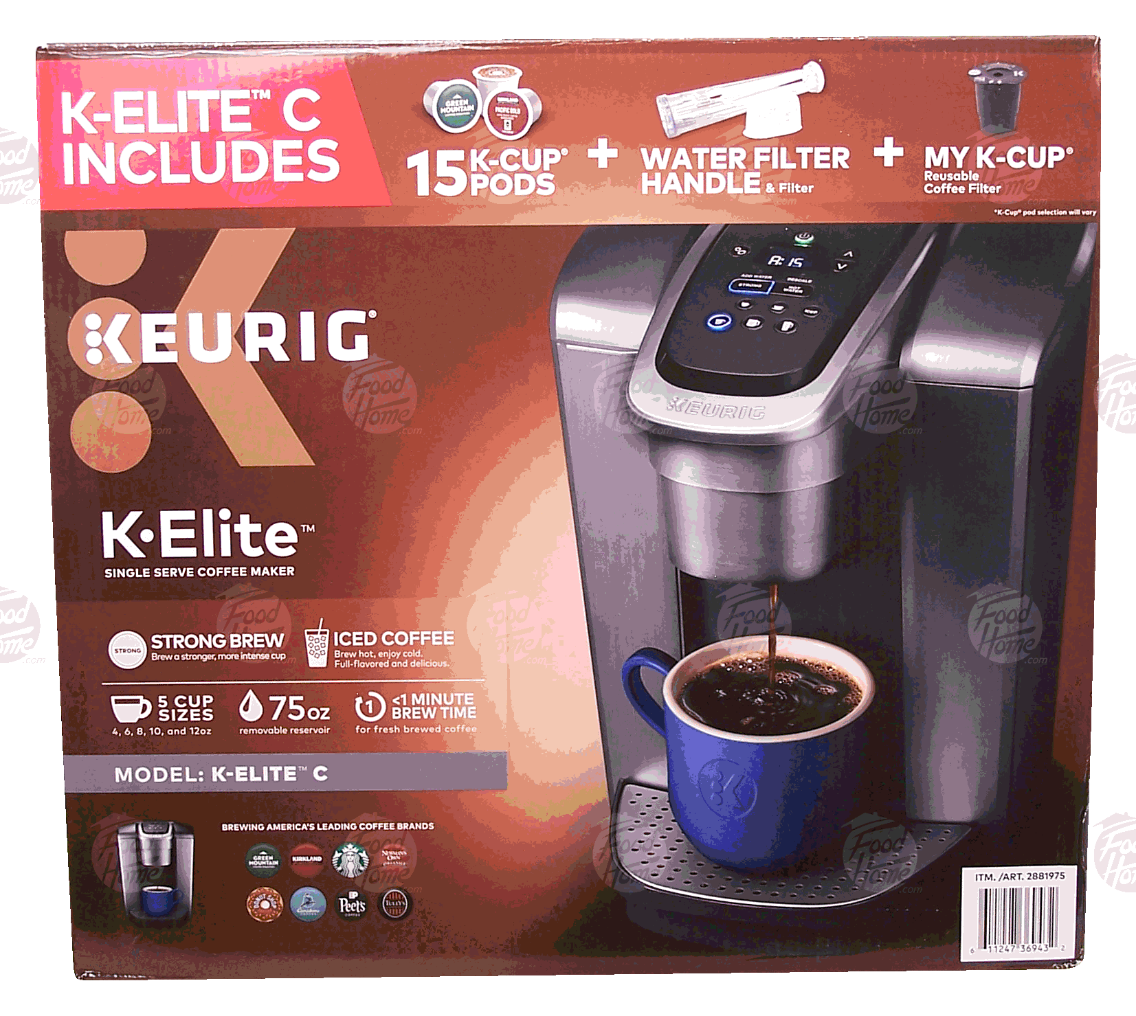 Keurig K-Elite C single serve coffee maker; 15 K-Cup Pds, water filter, reusable coffee filter Full-Size Picture